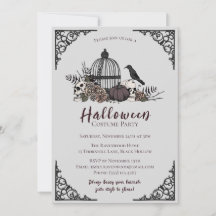 Elegant Mörk Halloween Vuxen Costume Party-inbjuda