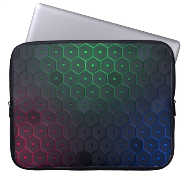 Elegant Mörk Hexagonal Mönster Laptop sleeve (Framsidan)
