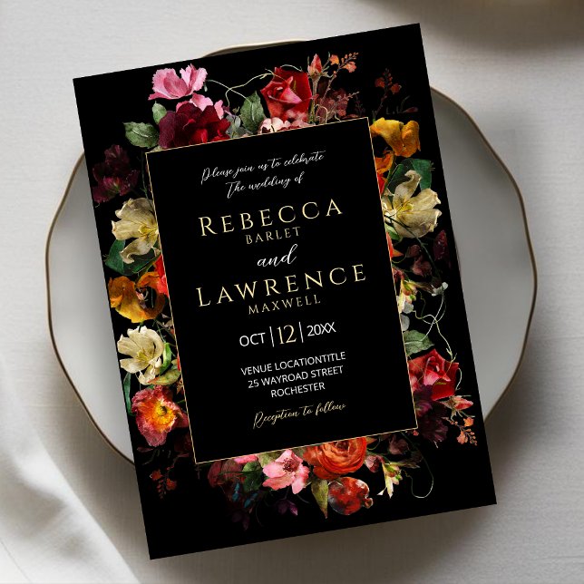 Elegant mörk - inbjudan till moody blommor - bröll (Skapare uppladdad)