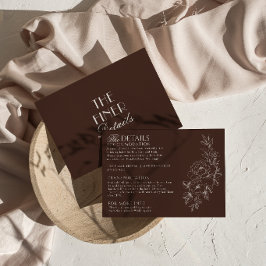 Elegant Mörk Kakao Blommig Boho Chic Bröllopsinfor Tilläggskort