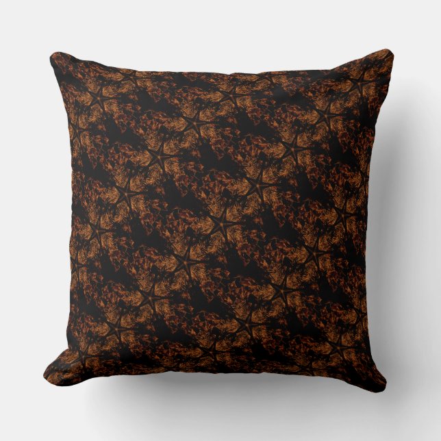 Elegant Mörk Kaleidoskopisk design, svart stjärnor Kudde (Framsida)