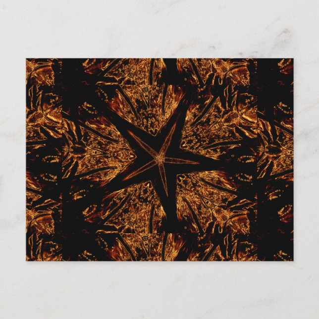 Elegant Mörk Kaleidoskopisk design, svart stjärnor Vykort (Framsida)