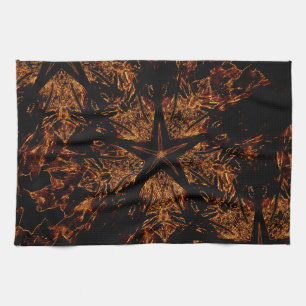 Elegant Mörk Kalejdoskopisk design Black Brown Sta Kökshandduk