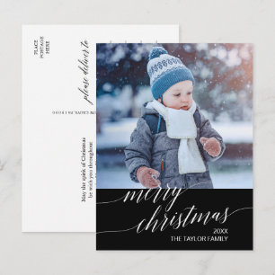 Elegant mörk kalligrafi God Jul Foto Helg Vykort