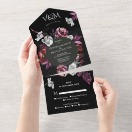 Elegant Mörk Lila Blommig Bröllop