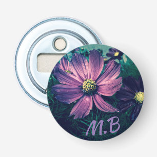 Elegant Mörk Lila blommor Photo Art Monogram Flasköppnare