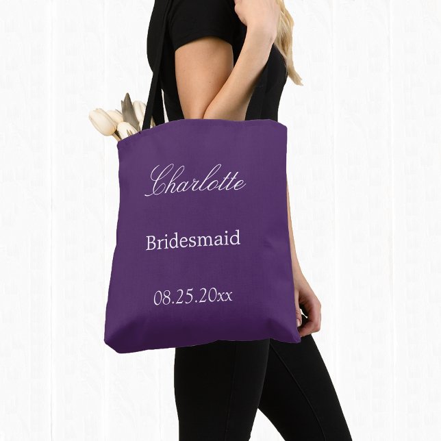 Elegant Mörk Lila Bridesmaid Tote Bag Tygkasse (Skapare uppladdad)