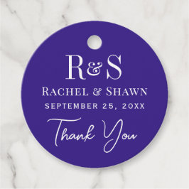 Elegant Mörk Lila Chic Modern Monogram Bröllop Gåvor Etiketter