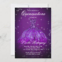 Elegant Mörk Lila Quinceanera-inbjudan
