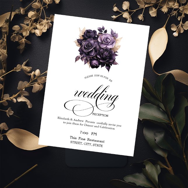 Elegant Mörk Lila Ro Rehearsal Middag Inbjudningar (Skapare uppladdad)