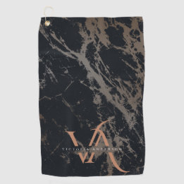 Elegant Mörk Marble Ro Guld Monogram Anpassningsba