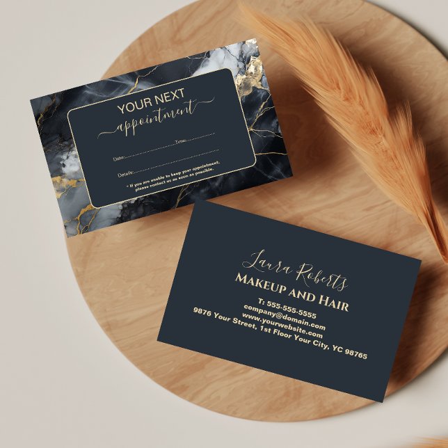 Elegant Mörk Marmor-varumärke Tidsbeställning Kort (Skapare uppladdad)