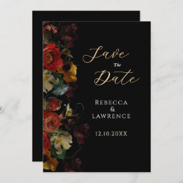 Elegant mörk moody blommor bröllop spara datumet