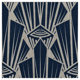 Elegant mörk navy art deco abstrakt geometric elem tyg