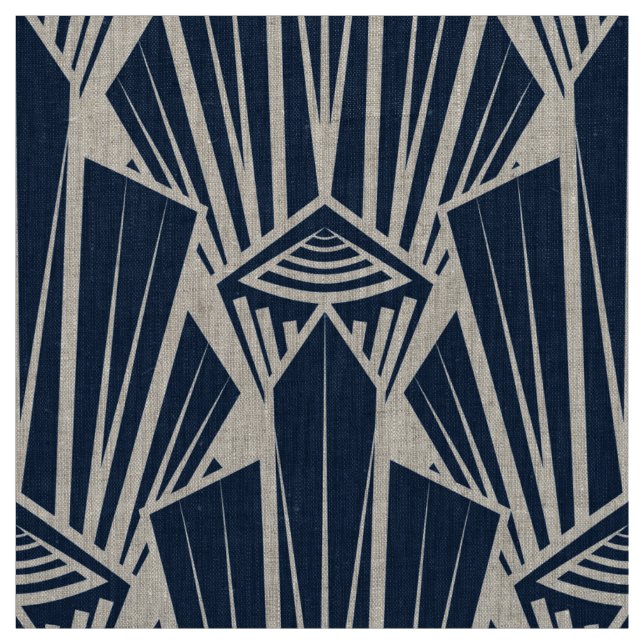 Elegant mörk navy art deco abstrakt geometric elem tyg (Provkarta)