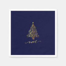 Elegant Mörk Navy Blue & Guld Julgran Noel