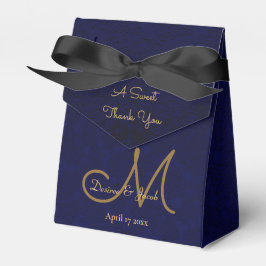 Elegant Mörk Navy Blue Guld Monogram Blommigt Presentaskar