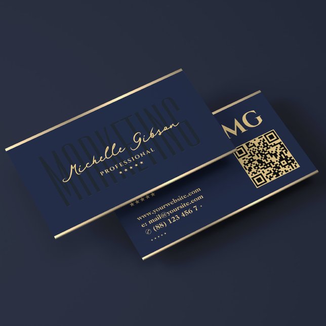 Elegant Mörk Navy Blue Marknadsföring Professionel Visitkort (Elegant Dark Navy Blue Marketing Professional Business Card
)