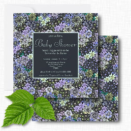 Elegant mörk navy botanisk blomster Baby Shower Inbjudningar