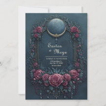 Elegant Mörk Navy Burgunder Blommig Kväll Högtidsb