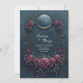 Elegant Mörk Navy Burgunder Blommig Kväll Högtidsb Inbjudningar
