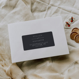 Elegant Mörk Navy Grått Returadress Adressetikett