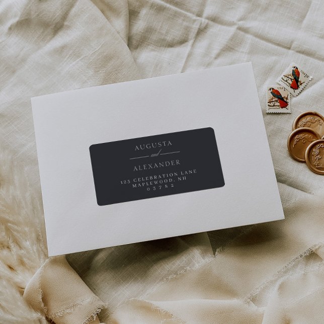 Elegant Mörk Navy Grått Returadress Adressetikett (Skapare uppladdad)