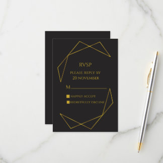 Elegant mörk och guld RVSP OSA Kort
