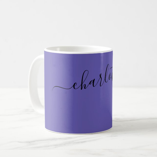 Elegant Mörk Periwinkle Färgnamn Personlig Kaffemugg (Framsida vänster)