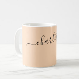 Elegant mörk persikofärg Modernt namn Personligt Kaffemugg