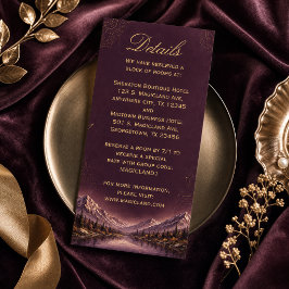Elegant Mörk Plommonbergbröllop| Guld Botanisk Inbjudningar