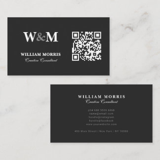 Elegant mörk QR-kod logotypmall Visitkort