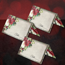Elegant Mörk Red Blommigt Goth Bröllop Placecard Kort