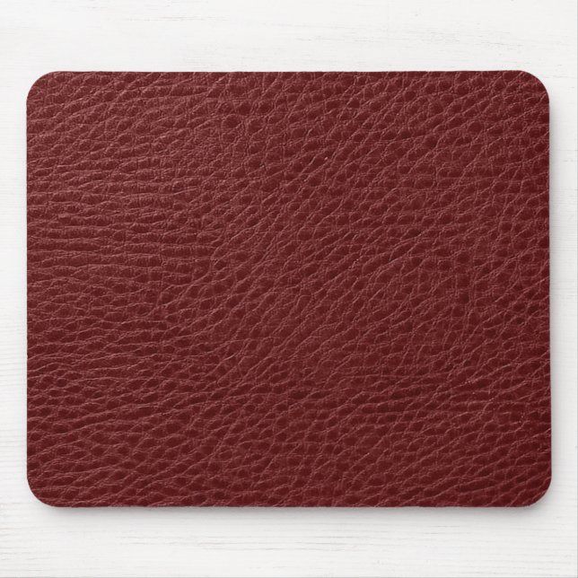 Elegant Mörk Red Faux Leather Skriv ut Musmatta (Framsidan)