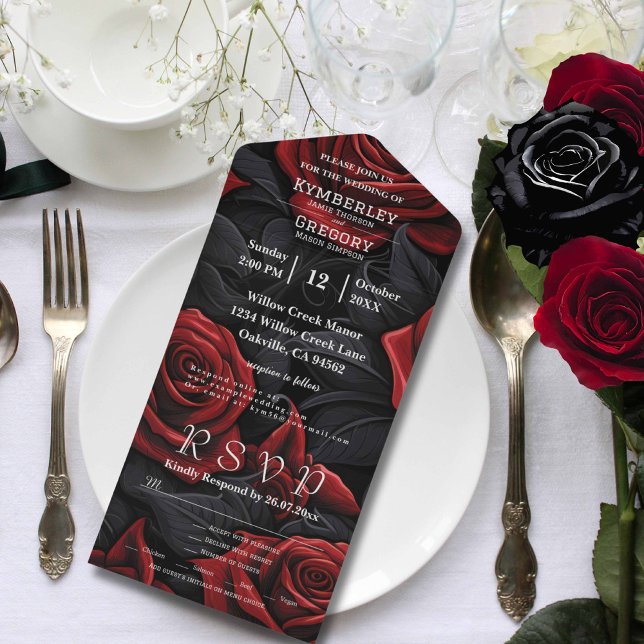 Elegant Mörk Red Gotham Blommigt Ro på svart e-pos (Skapare uppladdad)
