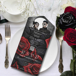 Elegant Mörk Red Gothic Ro Black Photo QR-kod