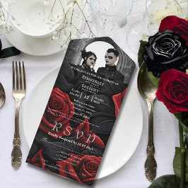 Elegant Mörk Red Gothic Ro på Black One Photo