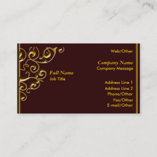 Elegant Mörk Red,Guld Swirl Business Card-mall Visitkort