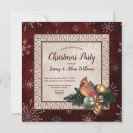 Elegant Mörk Red med kardinal jul Party Inbjudningar