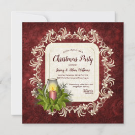 Elegant Mörk Red med ljus jul Party Inbjudningar