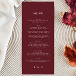 Elegant Mörk Red Plum Burgundy Classic Bröllop Meny<br><div class="desc">slimmad meny som matchar samlingen *om du vill ha fler pappra alternativ kan den här designen överföras till ett slimmat program *eller kontakta mig om du vill ha mer hjälp</div>