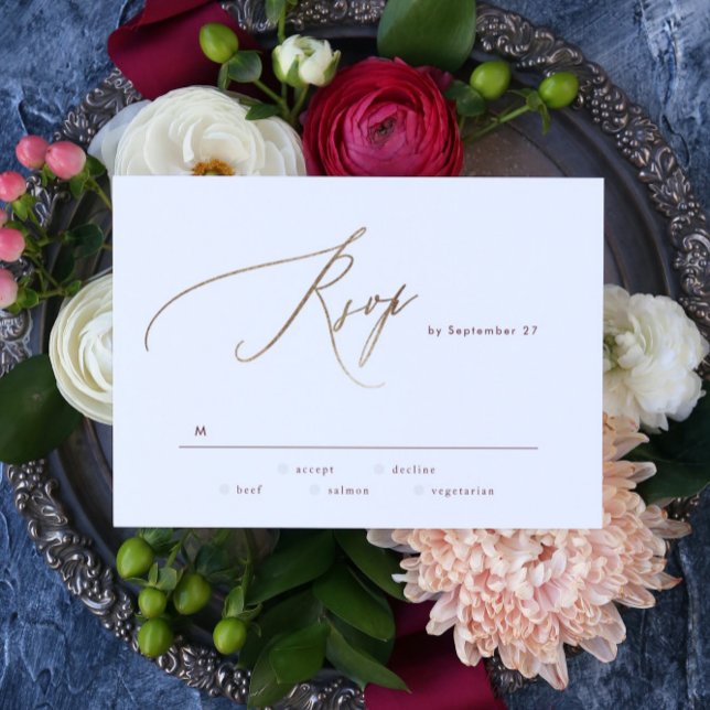 Elegant Mörk Red Plum Burgundy Guld Bröllop OSA Kort (Skapare uppladdad)