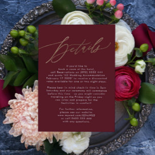 Elegant Mörk Red Plum Burgundy Guld Bröllop OSA Kort