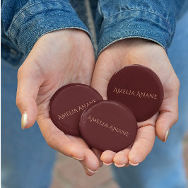 Elegant Mörk Red &  Rosa Typography Knapp