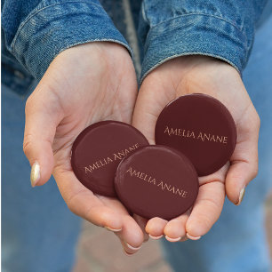 Elegant Mörk Red &  Rosa Typography Knapp