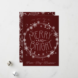 Elegant Mörk Red Snowflake Business Helgdag Card Julkort