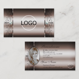 Elegant Mörk Ro Guld Squiggled Jewels Logotyp Phot Visitkort