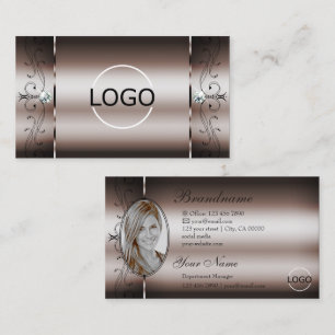 Elegant Mörk Ro Guld Squiggled Jewels Logotyp Phot Visitkort