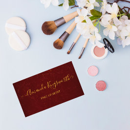 Elegant mörk röd med guld-skriptprofessionell visitkort