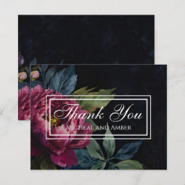 Elegant mörk rosa blommigt Bröllop Tack för ditt k Kort